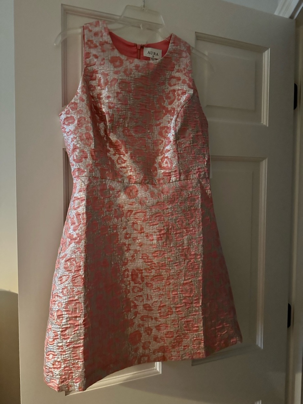 Aura Pink Metallic Textured Mini Dress